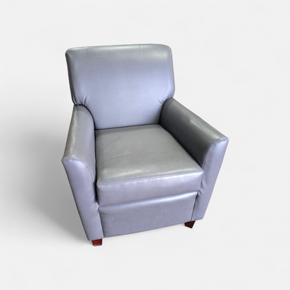 SHL front view of gray vinyl arm chair, used and in good condition