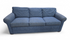 SHL front view of Kellex brand blue queen sleeper sofa, used and in good condition