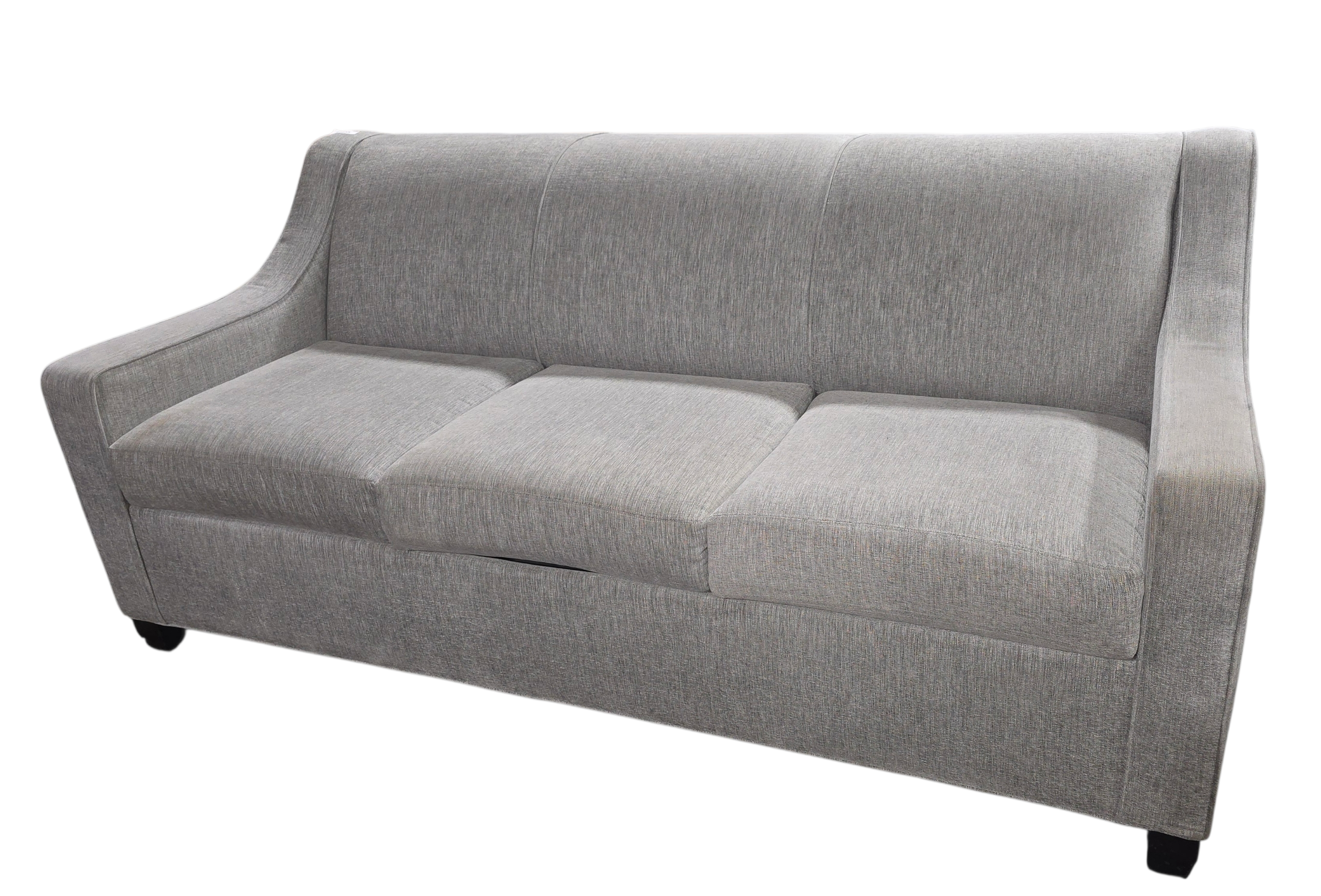 SHL front view of Kellex brand gray queen sleeper sofa, used and in good condition