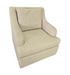 Light green accent chair with herringbone pattern measuring 29 x 29.5, used and in good condition