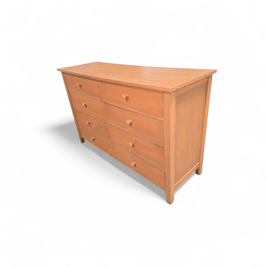 SHL light wood 8-drawer dresser side angle, used and in good condition