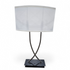 SHL front view of metal criss-cross table lamp with built-in power outlets, used and in good condition