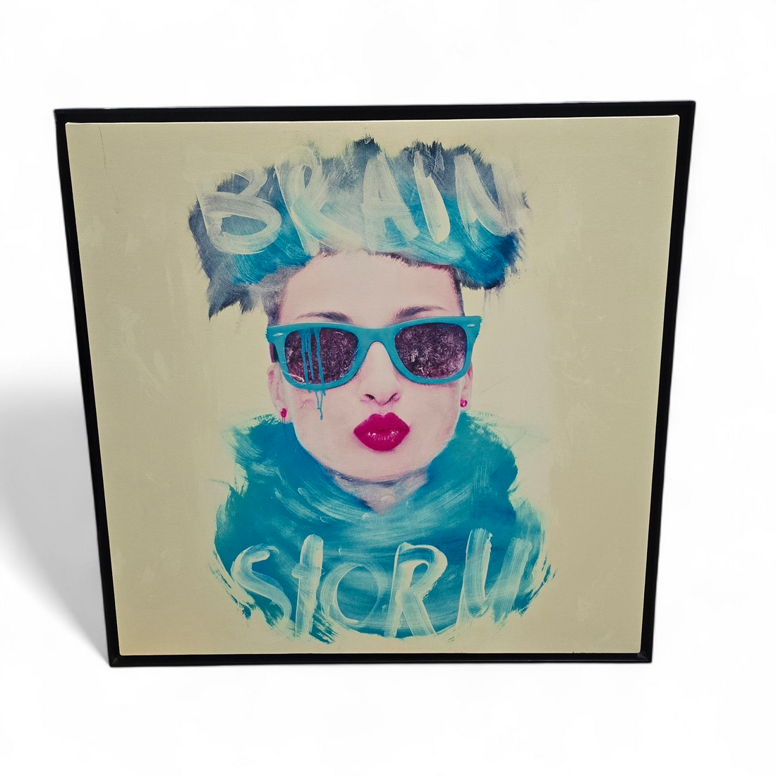 SHL 36x36 framed canvas print titled “Brain Storm,” used and in good condition