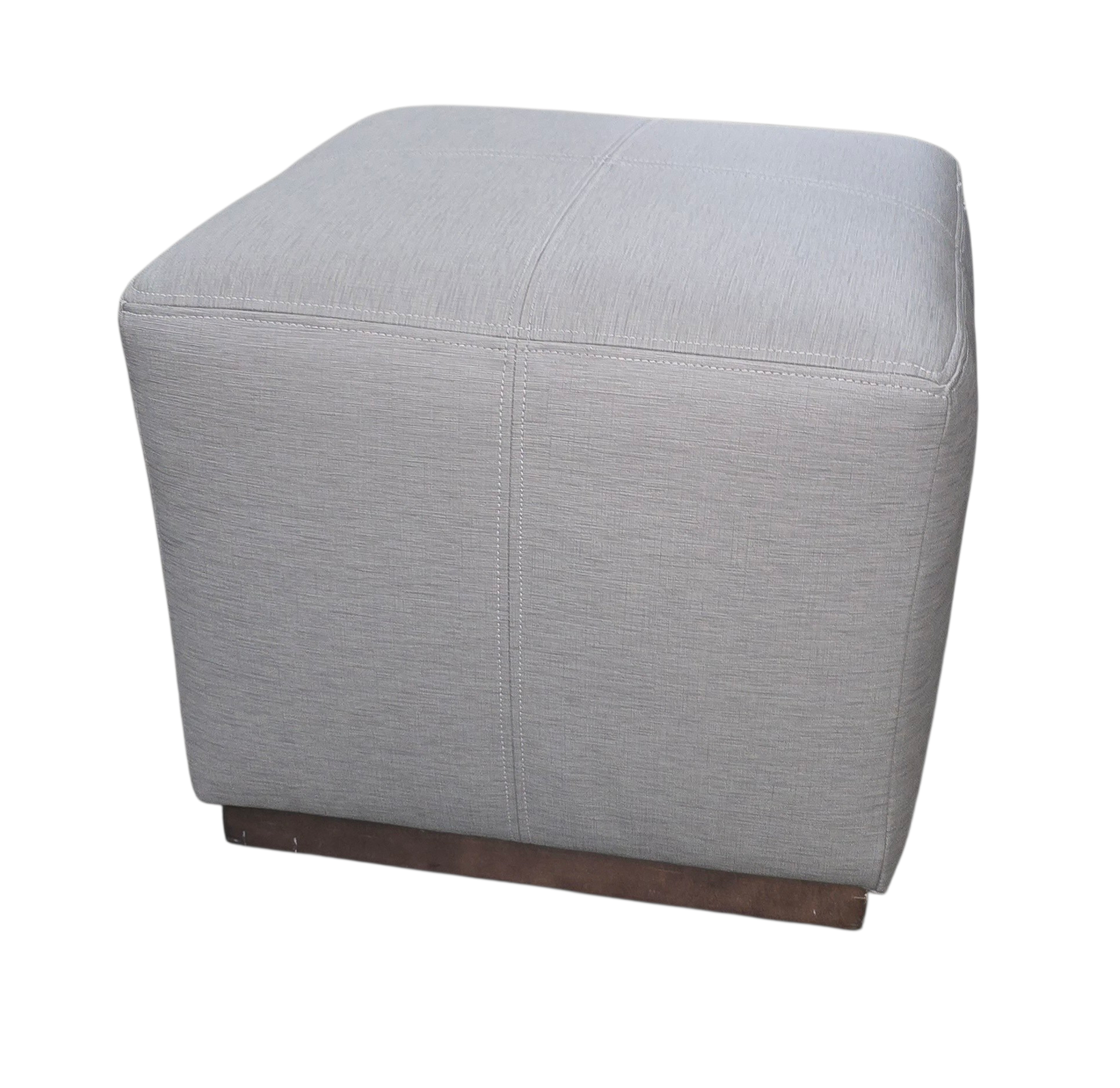 Modern square gray ottoman with stitched detail