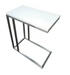 Modern over-arm sofa table with white top and metal frame