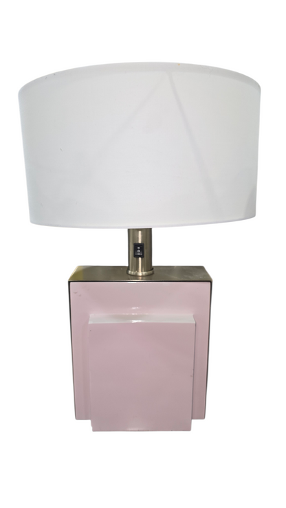 Modern pink weighted lamp, used and in good condition