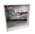 Modern white framed square wall mirror measuring 28 x 28 x 2 inches