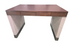 Front view of beige desk with decorative paisley accents