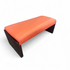 SHL front view of bench with orange vinyl padded seat, 42.25 x 18 x 16.5, used and in good condition