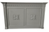 Ornate carved wood headboard painted gray measuring 70 x 44.5 x 6, wall mount only, used and in good condition