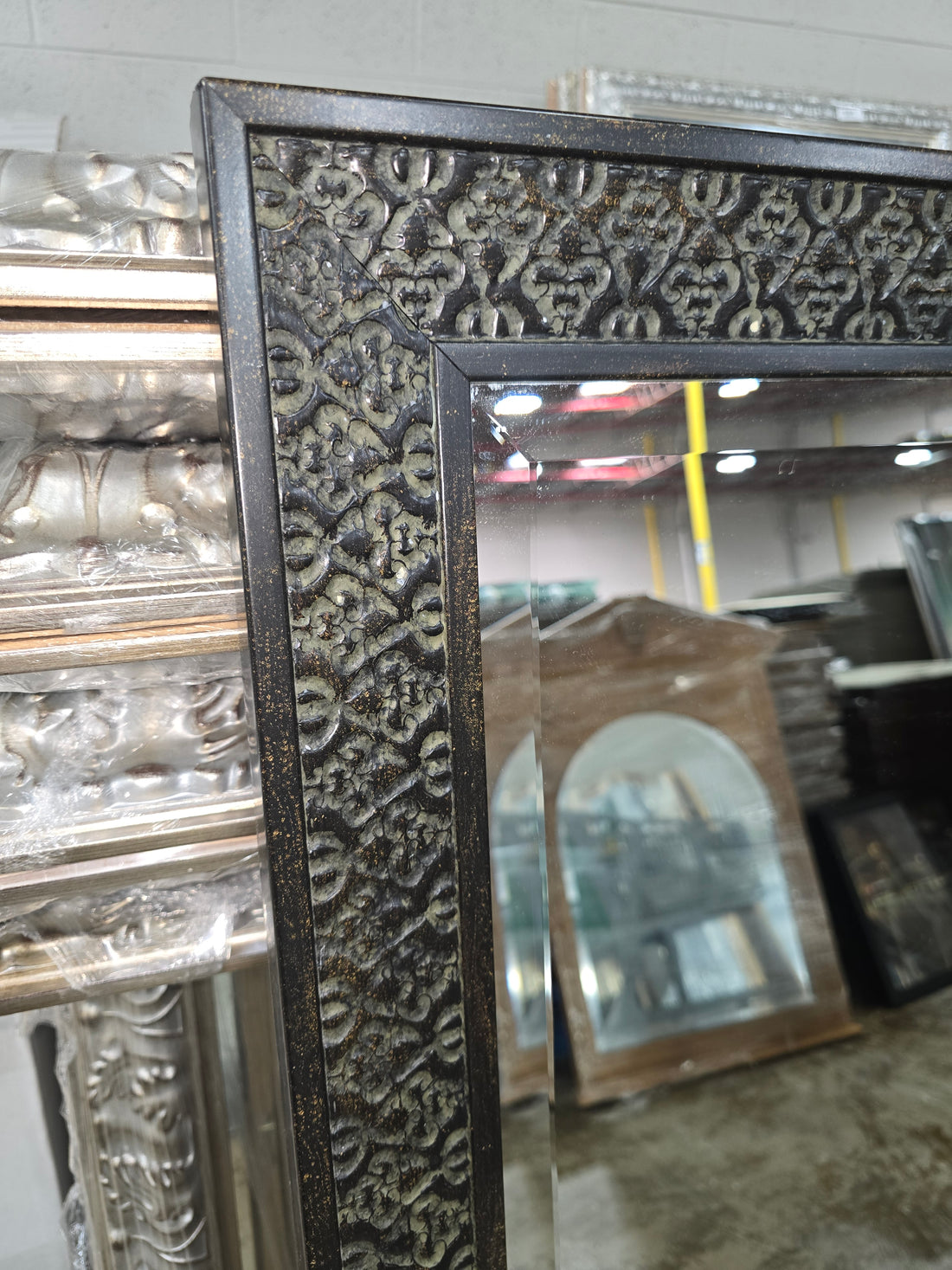 Close up of dark antique style frame detail