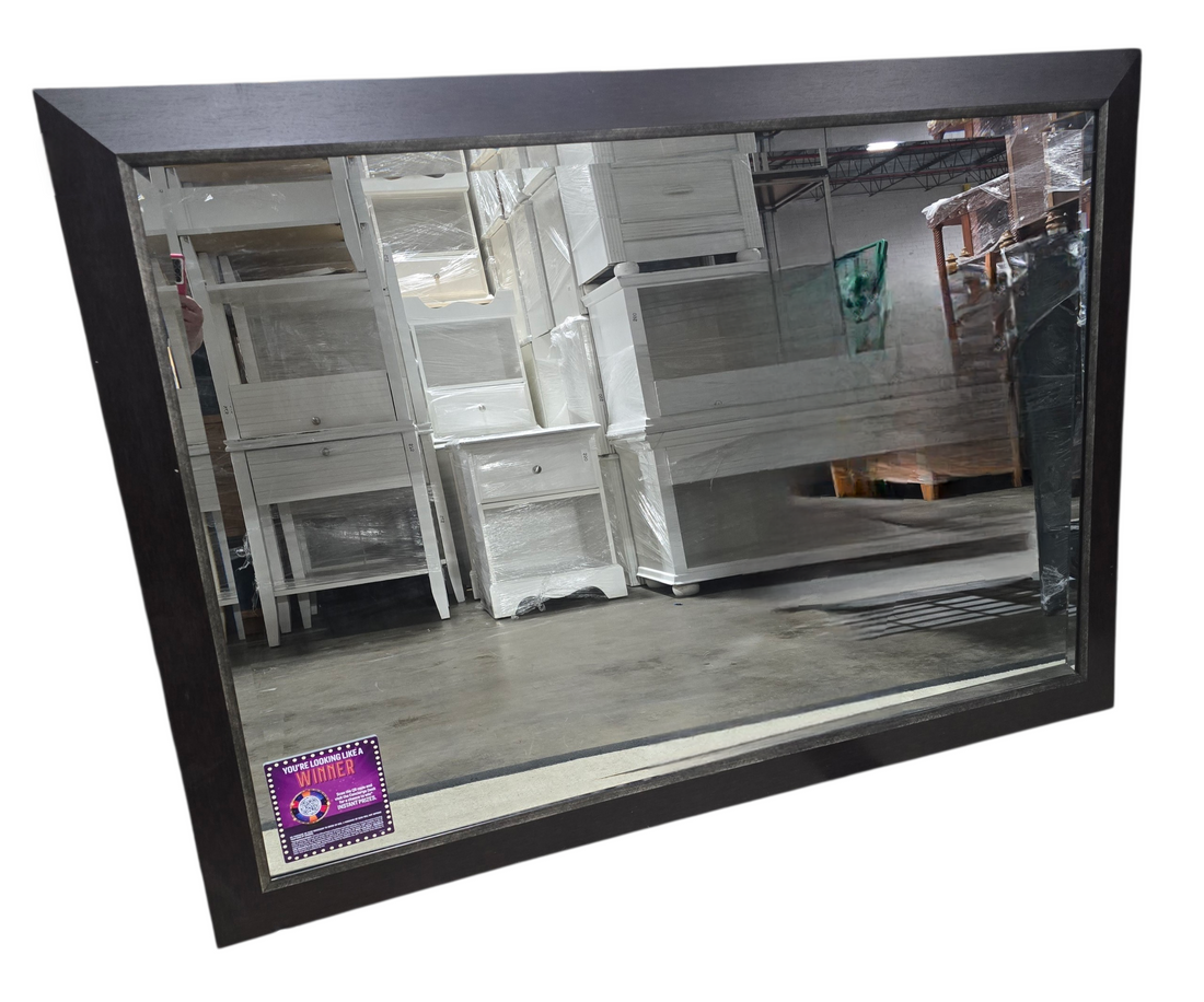 Oversized rectangular wall mirror with dark frame 61.25 x 43.25