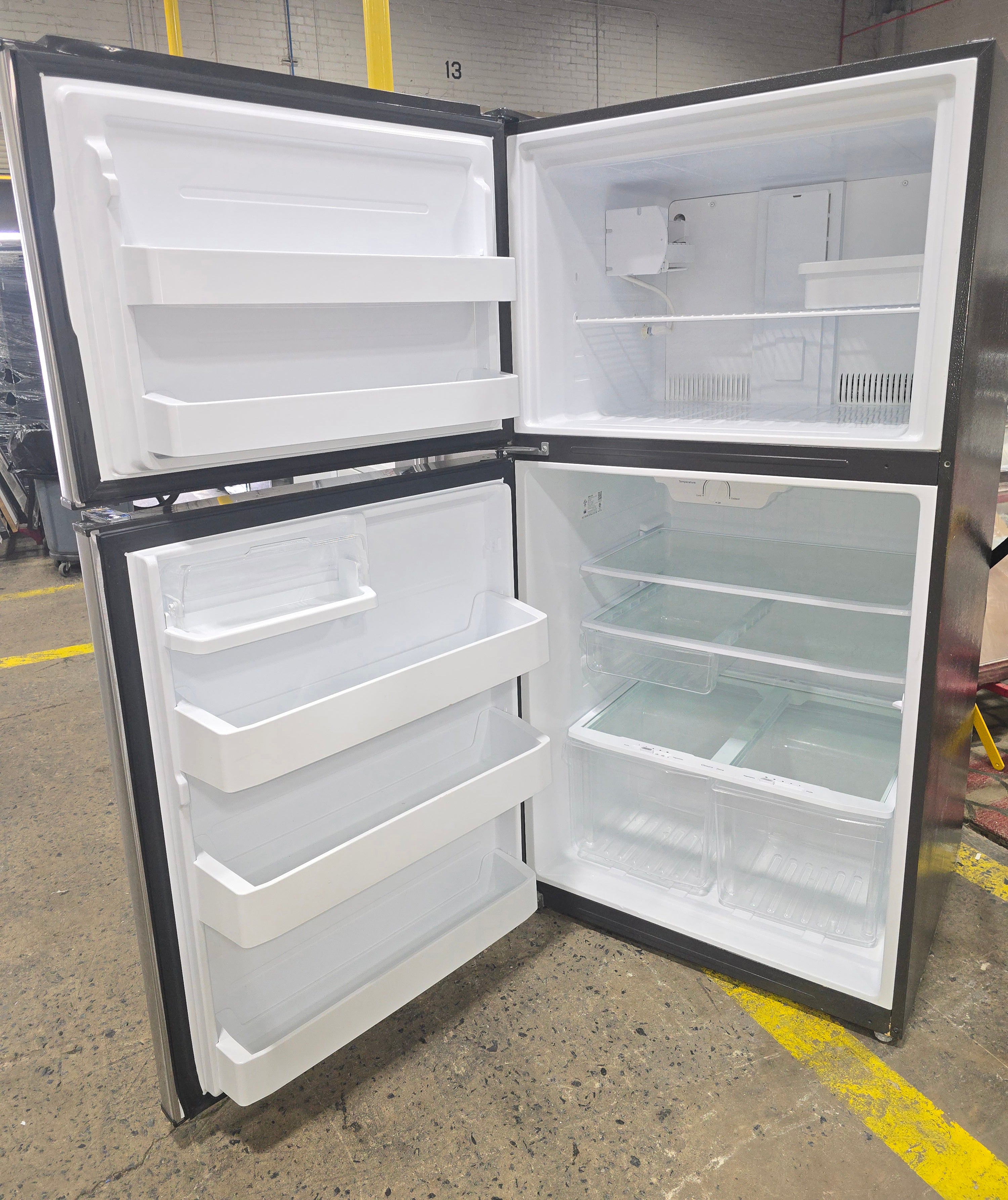Interior shelving detail of refrigerator
