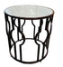 SHL front view of round marble top side table with metal base, used and very good condition