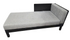 Solid wood chaise lounge with built-in cushions measuring 66 x 30 x 17, used and in good condition