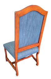 Back view of tall back wood dining chair