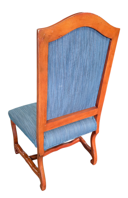 Back view of tall back wood dining chair