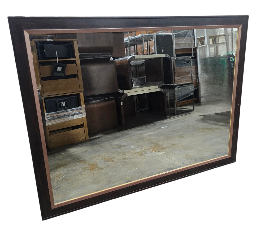 Tall rectangular wall mirror with copper accent trim 47.5 x 63.5