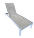 Texacraft adjustable pool lounger with white aluminum frame and beige sling fabric