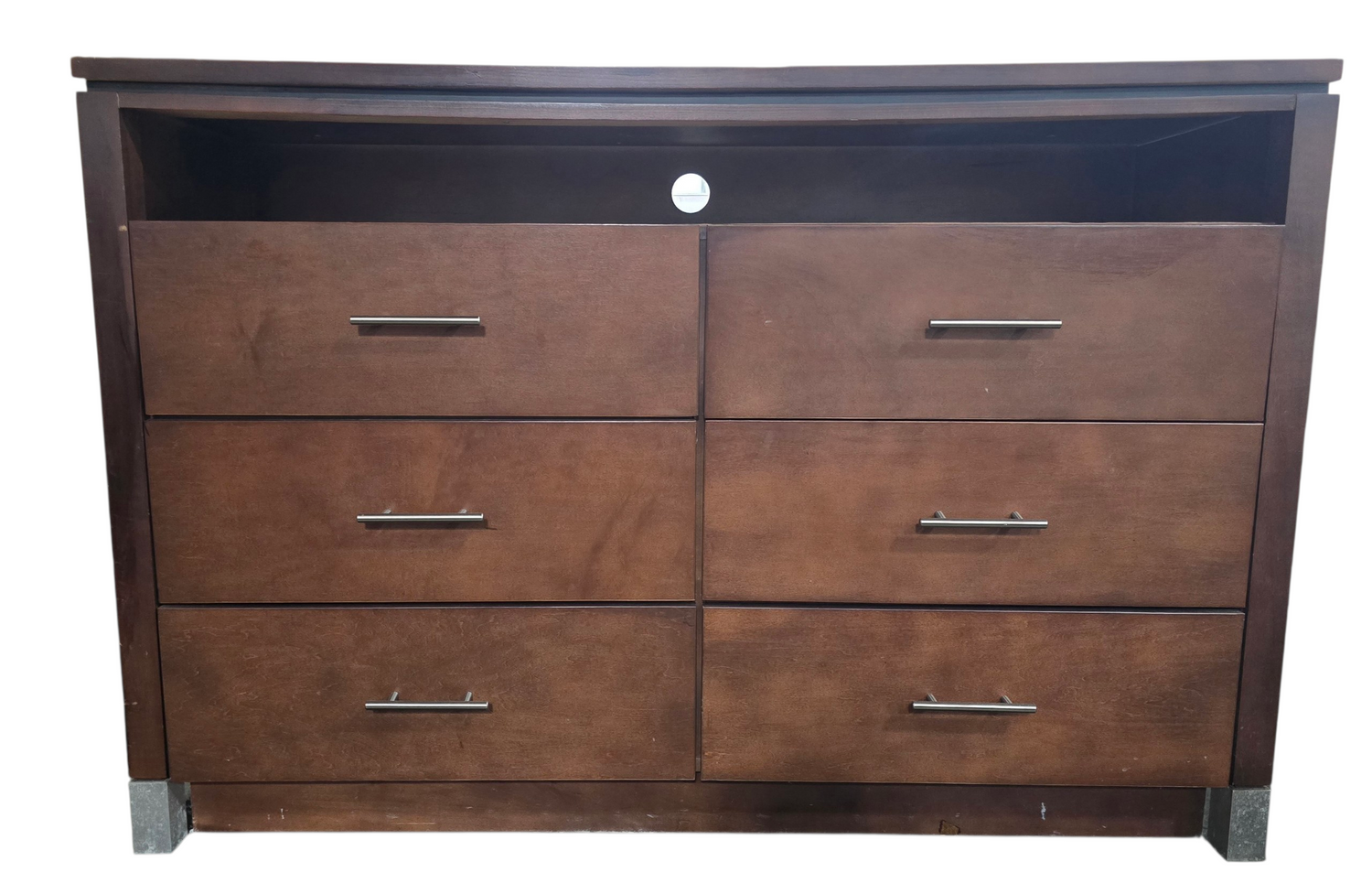 Front view of dresser with six drawers