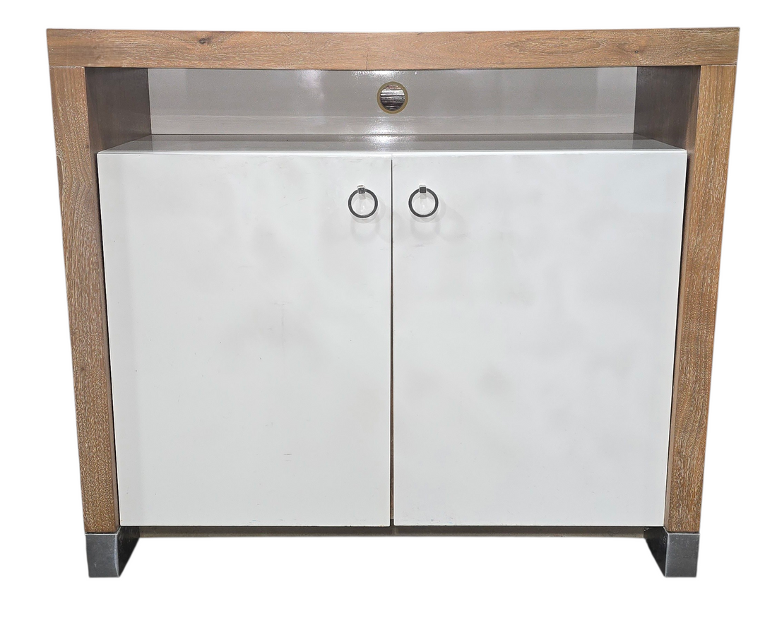 TV stand with cabinet storage measuring 48 x 24 x 42, used and in good condition