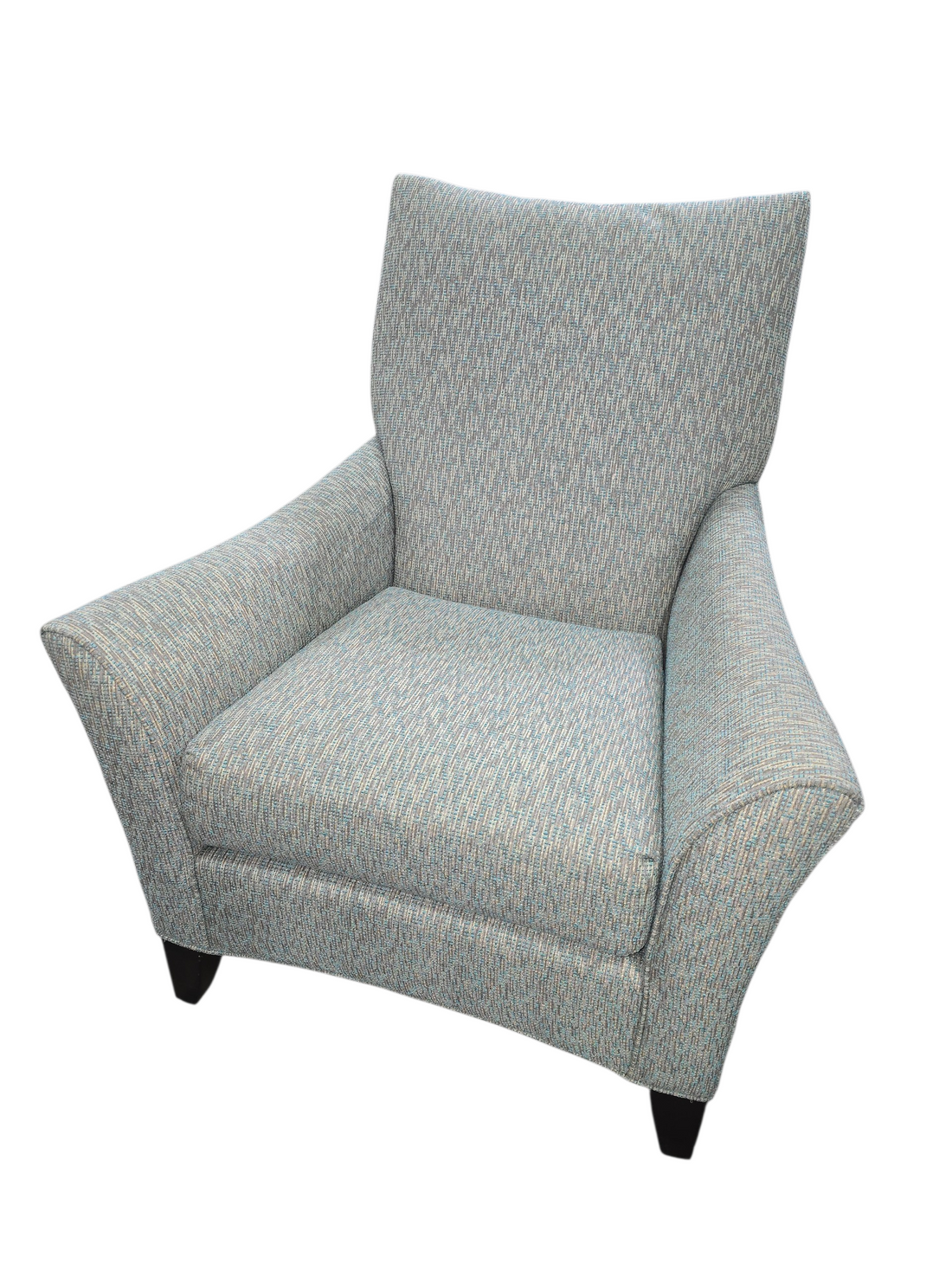 Front view of multitone upholstered accent chair