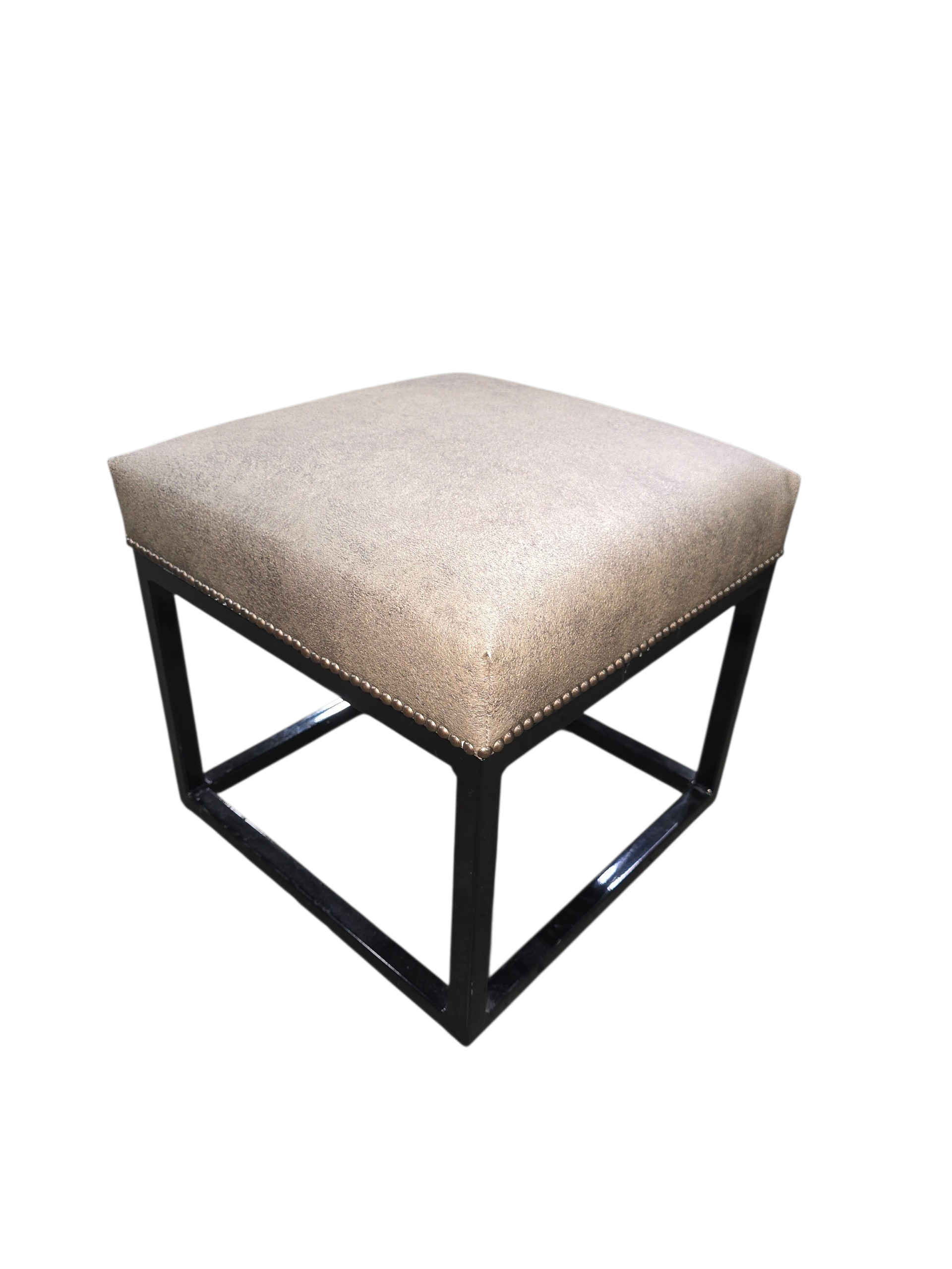 Upholstered accent stool with metal base 18 x 18 used in good condition