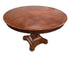 SHL quality used 48 inch round wood pedestal dining table with decorative sunburst veneer top and rich cherry finish sourced from an upscale resort