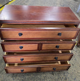 Used six drawer cane front dresser with all drawers open, showcasing spacious storage and quality construction. Available at Southern Hospitality Liquidation in Cartersville, GA.