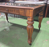 SHL used Drexel Heritage Covington Park desk featuring turned fluted legs and brass casters