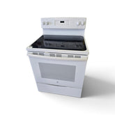 Used GE JB625DK white electric range front view SHL