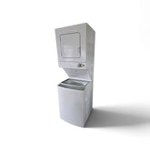 Used Whirlpool stacked electric washer dryer side view SHL