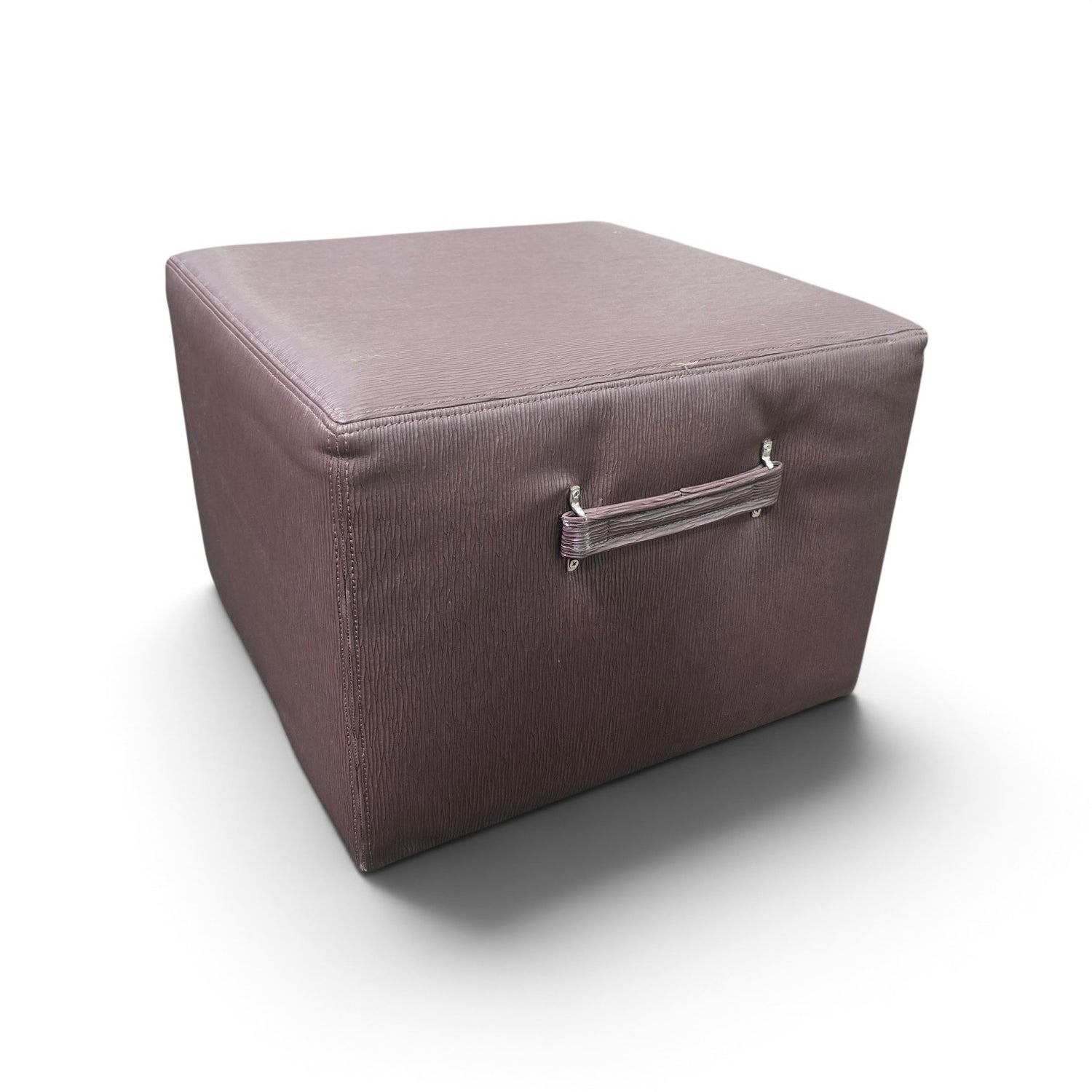 SHL used brown rolling ottoman with padded top and side handle