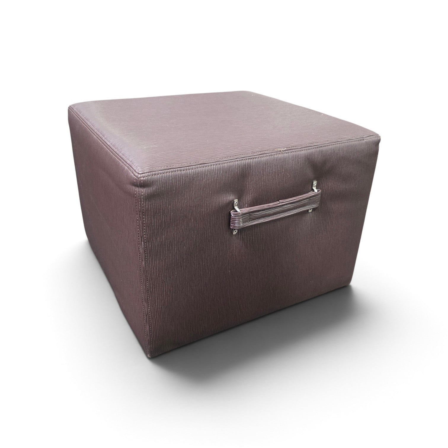 SHL used brown rolling ottoman with padded top and side handle
