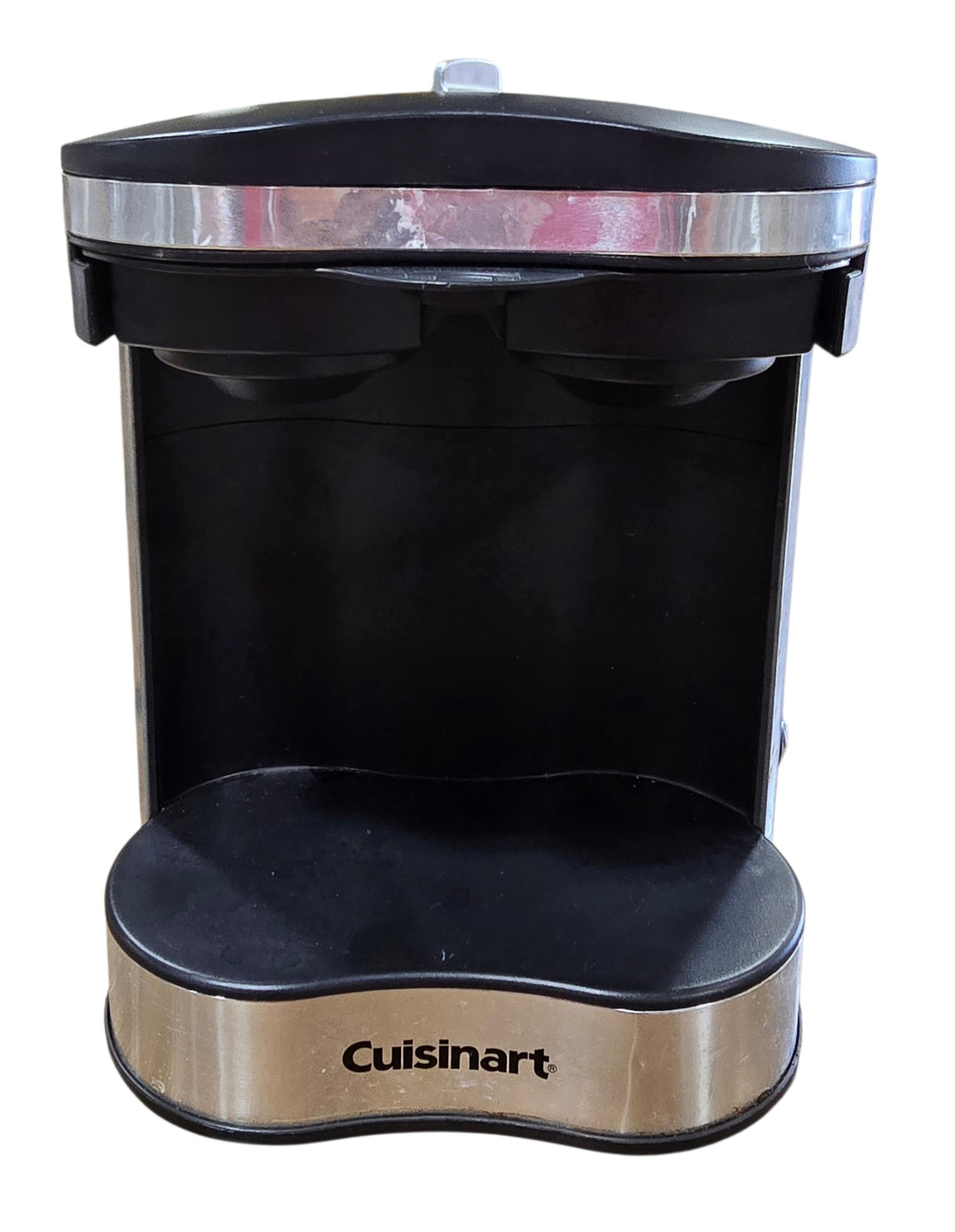 Used Cuisinart two cup coffee maker with dual brew capability, brewing two 8-ounce cups simultaneously or one cup at a time. Sourced from an upscale resort by Southern Hospitality Liquidation in Cartersville, GA near Atlanta, Marietta, Kennesaw, and Rome.