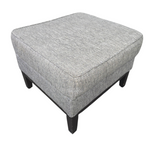 Compact upholstered ottoman with woven fabric