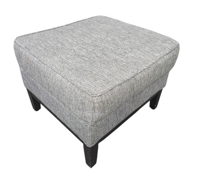 Compact upholstered ottoman with woven fabric