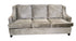 SHL used light taupe velvet sofa with three seat cushions and curved track arms sourced from an upscale resort