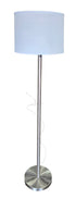 SHL quality used modern brushed nickel floor lamp with white drum shade sourced from an upscale resort