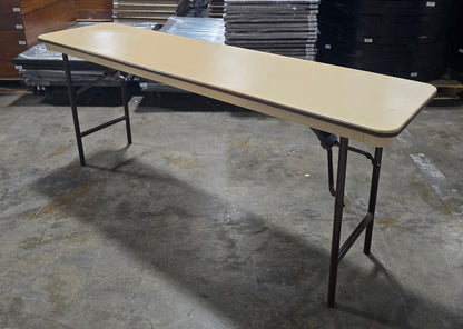 Quality used resort furniture folding table with metal legs and beige laminate top