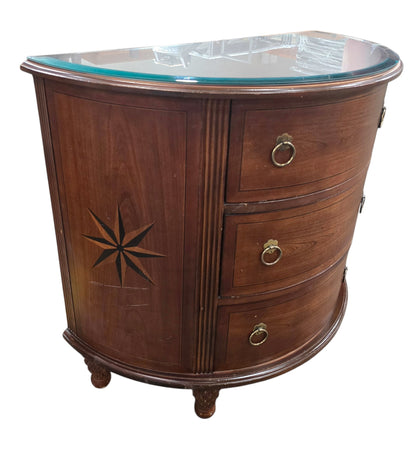 SHL quality used Nautica Home Lexington curved accent chest in cherry finish with compass rose inlays