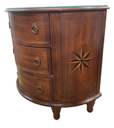 SHL used Nautica Home Lexington demilune cabinet showing decorative compass rose side panel