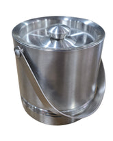 Used stainless steel hotel ice bucket with matching lid and carrying handle, sourced from an upscale resort by Southern Hospitality Liquidation in Cartersville, GA near Atlanta, Marietta, Kennesaw, and Rome.