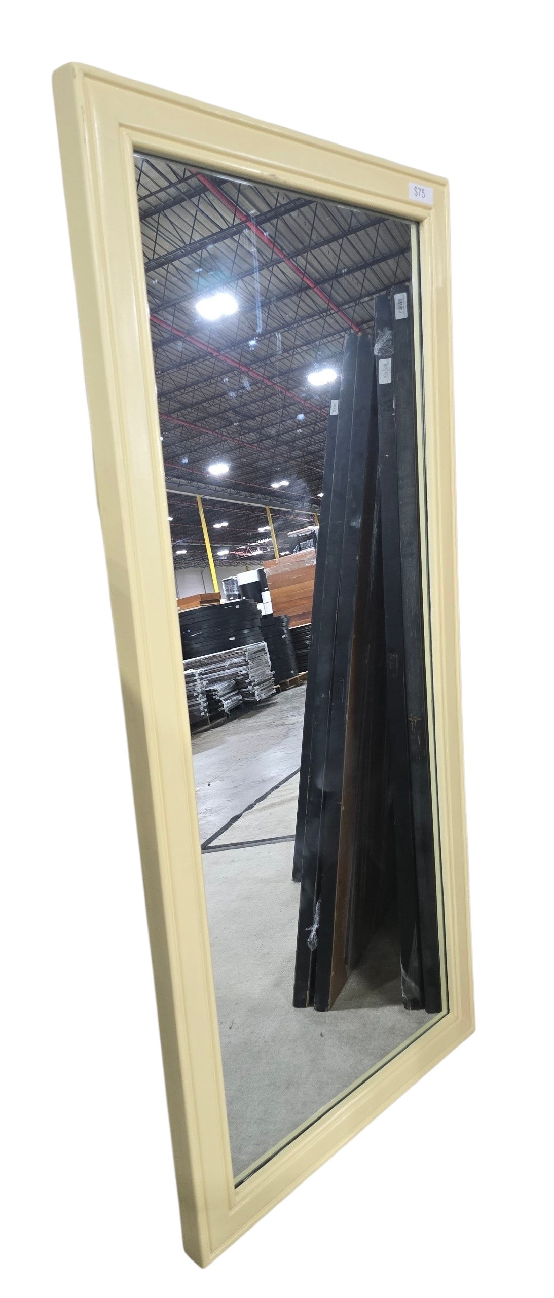 Quality used resort furniture cream framed wall mirror with full length reflective glass