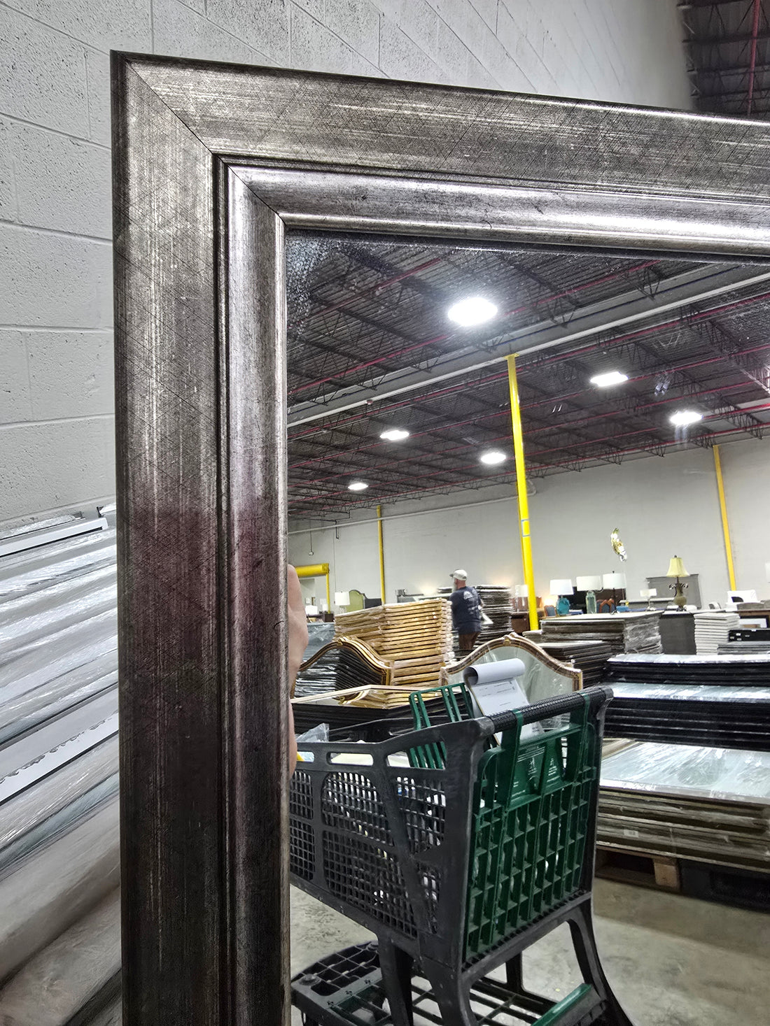Vertical wall mirror with sleek gray finish 24.75 x 59.75