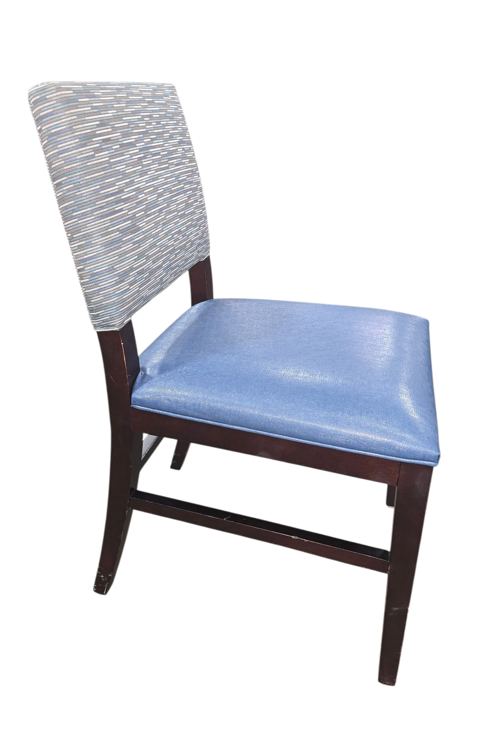 Side view of dining chair with vinyl seat