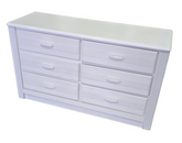 SHL angled view of white reeded dresser for bedroom storage, used and in good condition