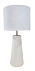 Front view of white cone-shaped modern table lamp
