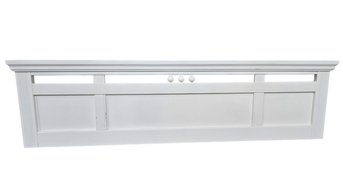 SHL front view of white wood headboard measuring 81.5 x 22 inches