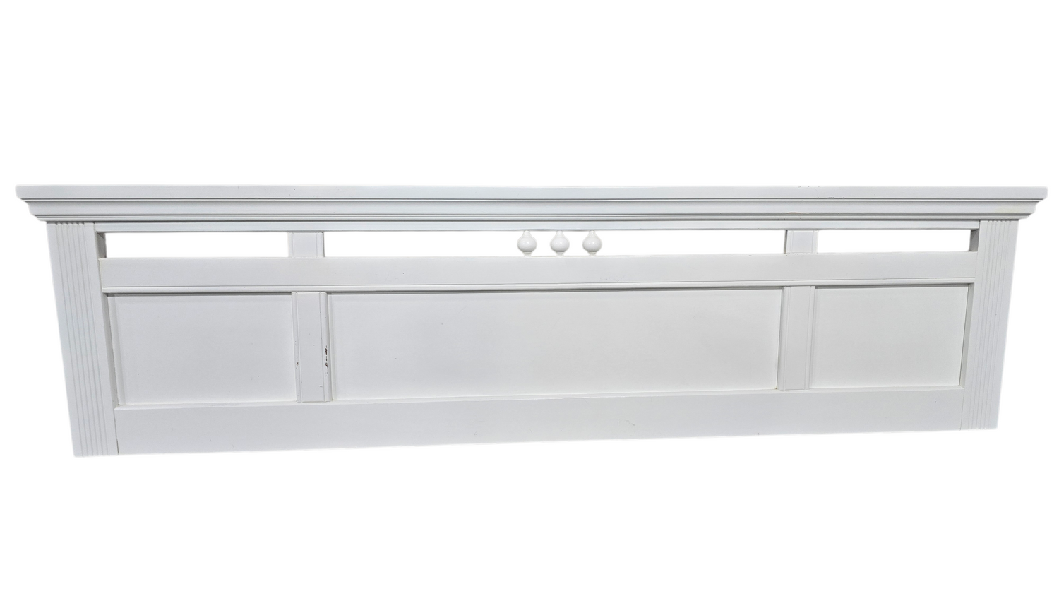 SHL front view of white wood headboard measuring 81.5 x 22 inches